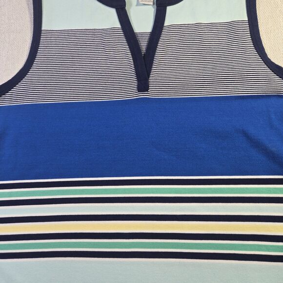 Liz Claiborne Weekend Striped Knit Tank Dress Sleeveless Cotton Blue XL Nautical - Picture 3 of 7
